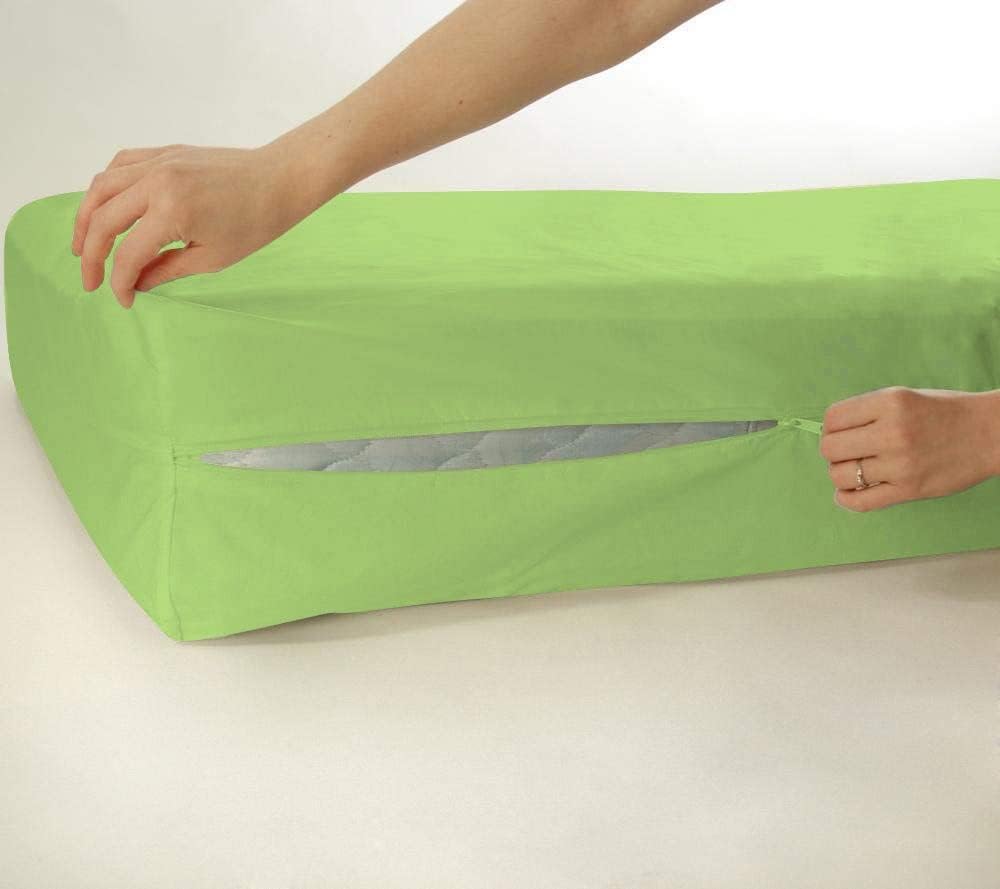 Zipper Fitted Sheet 1 Piece - 16 Inch Deep Pocket - 400 TC - 100% Egyptian Cotton Extra Long Staple Sheets - Elegant Comfort & Wrinkle Free Breatheable Sheets - Sage Solid, Twin-XL Size.