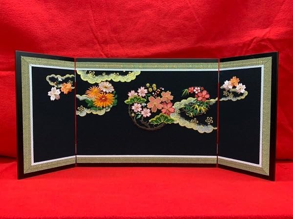 屏風 15号天龍 花丸 刺繍 屏風 雛人形 雛道具 桃の節句 小道具