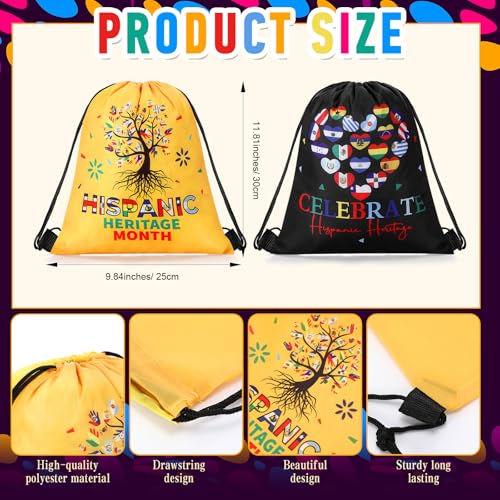 Sunnymove 24 Pcs Hispanic Heritage Drawstring Bags Latin American Countries Flags Party Favors Backpacks Celebrate National Hispanic Heritage Month Party Supplies2