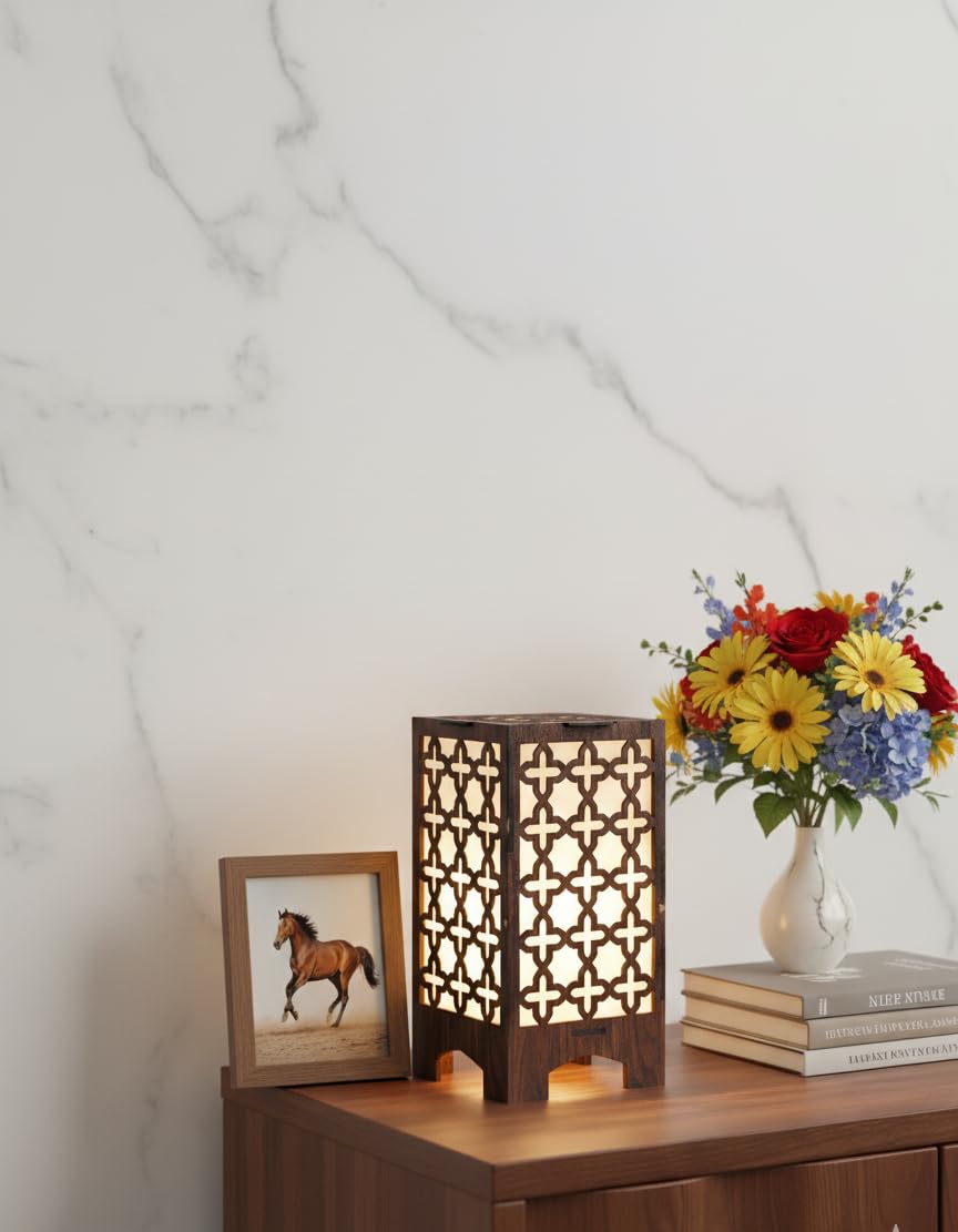 Royal Lattice Series Medium Wooden Table Lamp for Home Decor -11 cmX11 cmX 20 cm Table Lamp Royal Lattice Series Medium Wooden Table Lamp for Home Decor -11 cmX11 cmX 20 cm Table Lamp