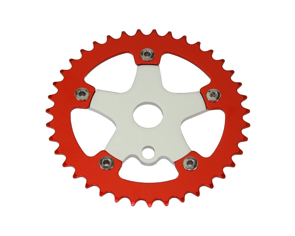 ALTALINE Bicycle Alloy 39 Teeth Single Speed Chainring/Sprocket Spider Style Bike, Multiple Colors (Red)