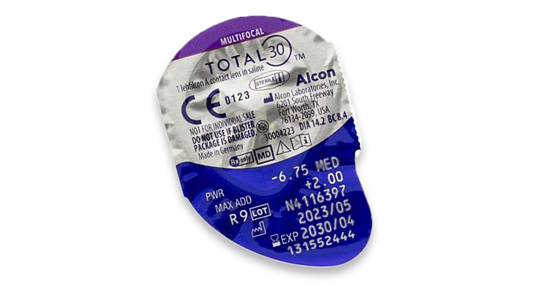 TOTAL30 Multifocal lentes de contacto mensuales | 3 lentes | R 8.4 mm | D 14.2 mm | adición medio | +01.75 dioptrías
