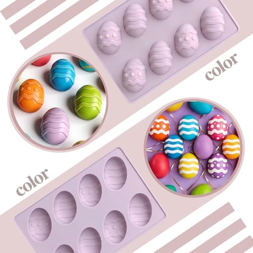 GARBODIY 8 Cavity Easter Egg Silicone Mold, Food Grade Non-Stick Baking Mold for Mousse Cake, Chocolate, Pudding, Jelly, DIY Oskrieel Soap, Easter Dessert Making (2Pack) — view 3