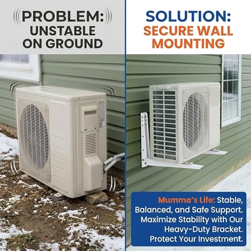 Image of Mumma's LIFE AC Outdoor Stand | 200 kg Capacity | Pack of 2 | Heavy Duty GI Steel Ac Stand | Wall Mounting Bracket for Split & Window Air Conditioners | White