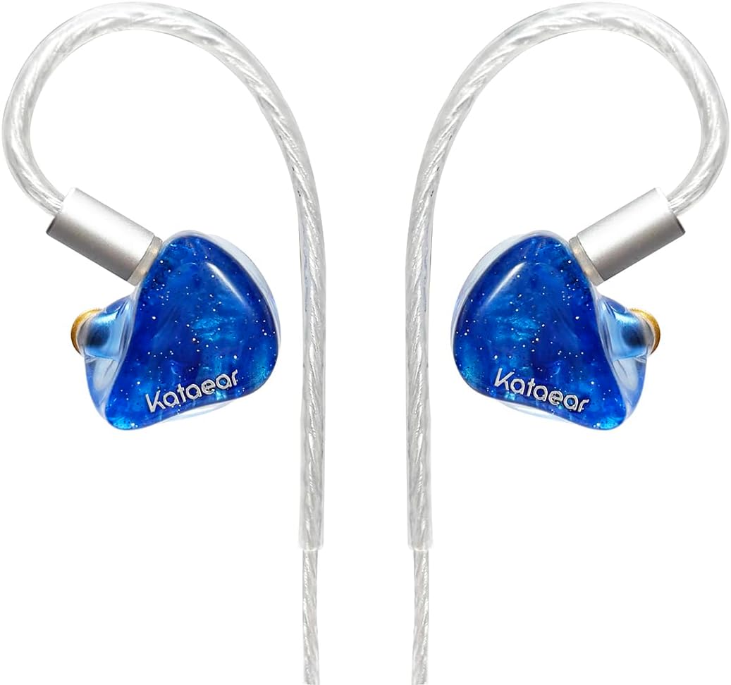 in Ear Monitor Headphones for Musician, 10mm Berryllium Diaphram Dynamic Driver Wired Earbuds with Detachable OFC Silver-Plated Cable for Audiophile DJ Studio Gaming (3.5mm with Mic, Blue)