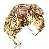 Florate Gold Color Arm Cuff Big Crystal Bracelet for Women Thick Wide Chunky Statement Non Tarnish Wire Wrist Wrap Fashion Bangle (BTX310-champagne gold)