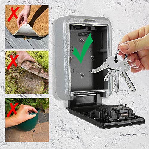 Serene Life Key Storage Lock Box, 4-Digit Combination - Wall Mount Stainless Steel Anti Rust , Up To 5 Spare Door Keys, Indoor Outdoor Use - Serenelife Slsfkey25 #TOP1