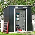 JAXPETY 6x4 Outdoor Storage Shed, Lockable Metal Shed Large Sheds & Outdoor Storage Garden Shed Tool Outdoor Storage Shed with Sliding Doors and Air Vent for Backyard, Patio, Lawn