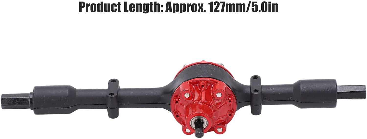 Dilwe RC Truck Rear Axle, High Strength RC Metal Rear Bridge Axle Upgrade Replacement Parts for WPL D12 RC Car RC Accessories(Black red)
