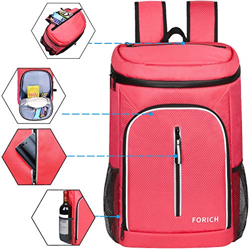 Image of FORICH Soft Cooler Backpack Insulated Waterproof Cooler Bag Leak Proof Portable Backpacks to Work Lunch Travel Beach Camping Hiking Picnic Fishing Beer for Men Women (Watermelon Red)