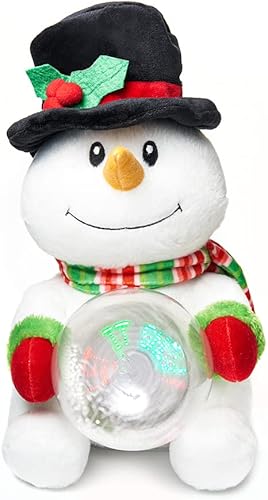 Miniatura 1 de Cuddle Barn - Snowglobe Stormy  Muñeco de nieve animado de Navidad con luz LED, juguete de peluche con forma de bola de nieve alrededor de helar el