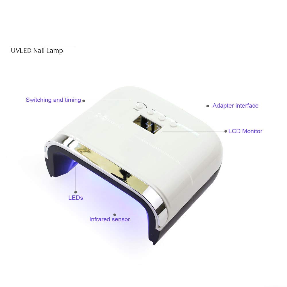 Lámpara de uñas de luz LED UV para esmaltes de uñas de Gel 48W Profesional con 4 ajustes de Temporizador, secador de uñas de Gel de curado de luz LED UV con Sensor automático
