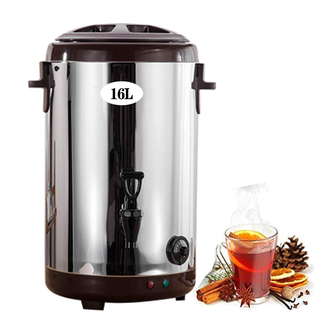 Distributeur Boissons Commercial Grande capacité (16 L), Distributeur d'eau Chaude pour Bureau, fût Isotherme à Double paroi Acier Inoxydable pour thé, café et Chocolat.