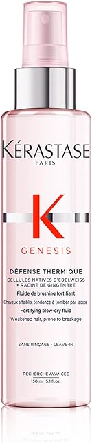 Kérastase Genesis, Nourishing and Fortifying Blow-dry Spray Cream, For Weakened Hair, With Ginger Root and Edelweiss Flower, Defence Thermique, 150 ml
