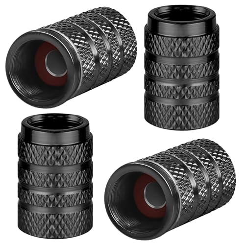 4 Stück Aluminium-Reifenventilkappen, Metall-Autoreifen-Staubkappen, universelle Reifenventilkappen mit Dichtung für Motorrad, LKW, Fahrrad