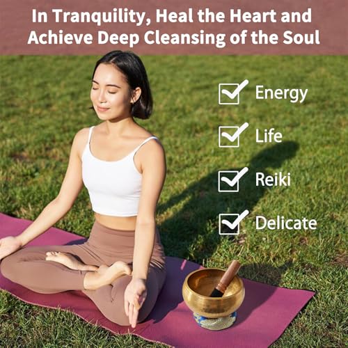 Tigelas de canto tibetano 13 cm para meditação e cura Yoga Gong Bell Conjunto de meditação (Largr (1
