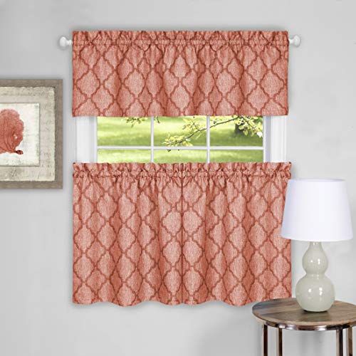 Achim Home Furnishings Colby Tier and Valance Set 58 x 36/58 x 14 - Orange