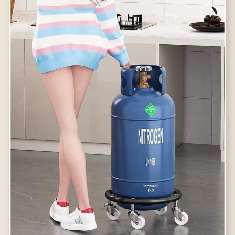 vivito heavy duty gas cylinder stand with brake wheels | heavy duty stainless steel propane tank stand dolly | 30cm universal movable gas tank holder tray for kitchen, outdoor, buckets, and flower pots | packof 1