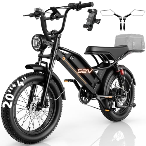 Image of Jasion YR20 PRO Electric Bike for Adults&Teens, 3000W Peak Motor, 52V 20Ah Battery, Up to 90 Miles Range, 20 inchx4.0 inch Fat Tire Moped Style Off-Road Ebike, Full Suspension, All-Terrain Electric Dirt Bike