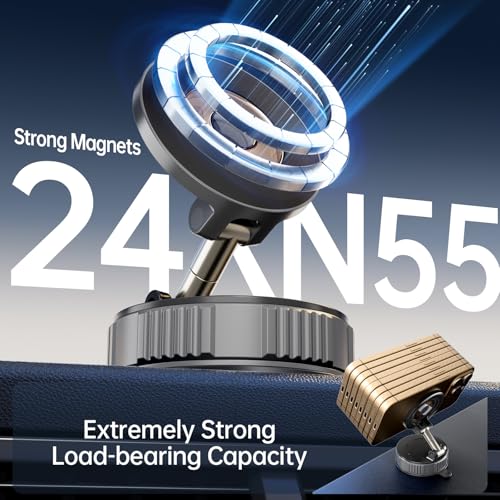 Suporte magnético de telefone para carro Magsafe Suporte de carro dobrável 360° com ímã forte e ventosa a vácuo para iPhone 15/14/13 Pro Max Air Vent Dashboard Suporte de telefone celular