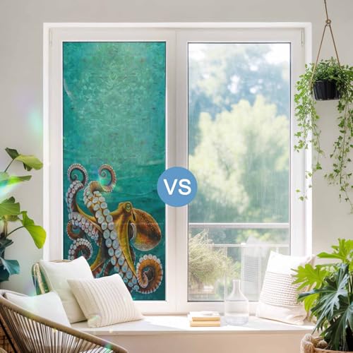 Vinilo decorativo para ventana 19.6x39.3 pulgadas Teal miniatura 2