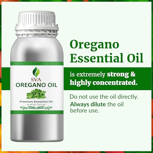 Image of SVA Oregano Essential Oil, Huge Bottle, Large Size, 16 Fl Oz (473 ml) | Oregano Oil for Oral Care, Diffuser, Humidifier, Body Massage, Home Fragrance, Soap Making, Candle Making & DIY Projects