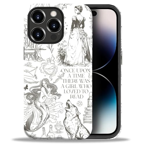 ZHEGAILIAN Case for iPhone 14 Pro,Shockproof Hard Shell + Soft Silicone 2 in 1 Hybrid,Shockproof Bumper Drop Protective - Fantasy Book Lover
