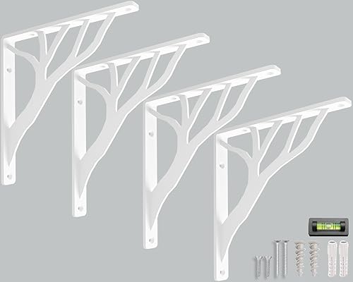 Miniatura 53 de Soportes de estante rústicos de 8 pulgadas a 10 pulgadas, soportes decorativos en L para estantes, soporte flotante de metal de hierro, soporte