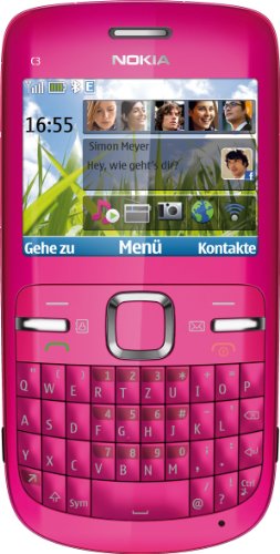 Nokia C3-00 Smartphone - Ecran 6,1 cm -2,4 Pouces - Bluetooth - Appareil Photo 2 mégapixels - Clavier QWERTY - Rose (Import Allemagne)
