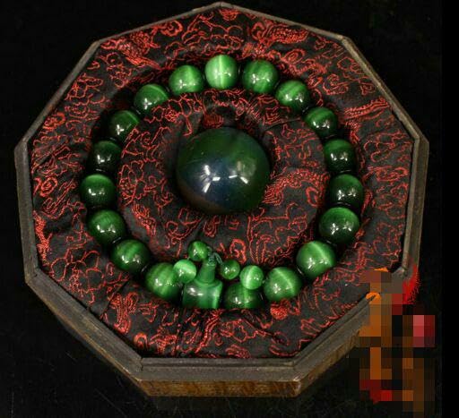 古玩雑項清代老猫眼石円珠老手串女文玩骨董品コレクション老物件