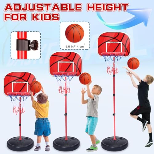 Kezidhp Basketballkorb Kinder, Höhenverstellbarer Basketballkorb für Kinder 3-8 Jahre mit 3 Bällen + Pumpe | Indoor/Outdoor Basketballständer 100-150 cm | Basketballset für Jungen & Mädchen