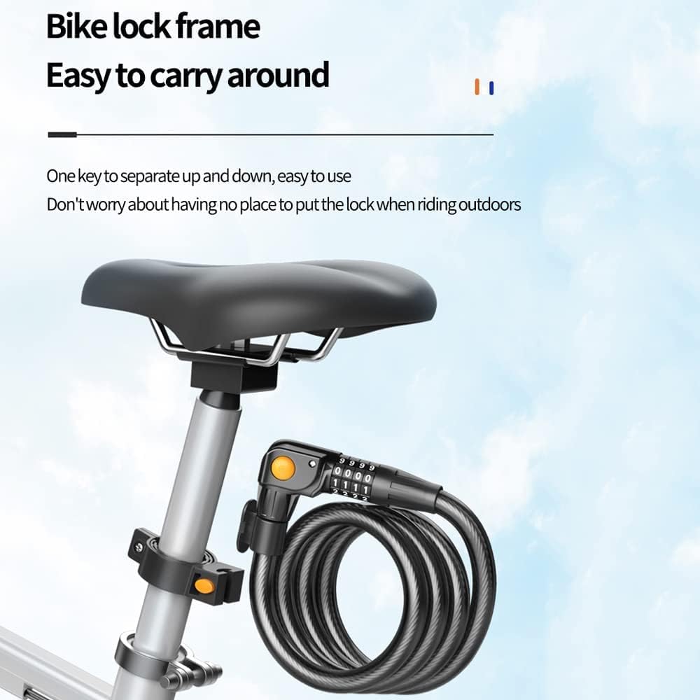 Night Vision Lamp Bike Lock,4-Digit Resettable Combination Lock with Mounting Bracket Self Coiling Bike Cable Locks Anti-Theft Lock Anti-Theft Lock