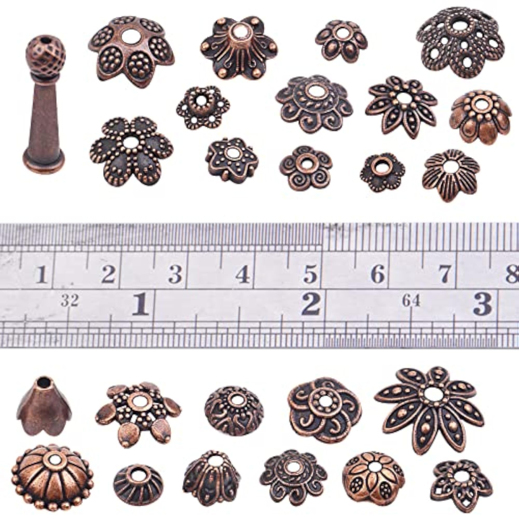120 Gram Mixed Styles Bead Caps, Tibetan Alloy Flower Caps