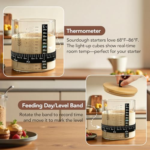Image of 50oz Sourdough Starter Jar Kit, Wide Mouth Sourdough Jar | Sourdough Starter Kit & Sourdough Bread Baking Supplies, Sour Dough Starter Jars for Beginners and Pro(1 Pack)