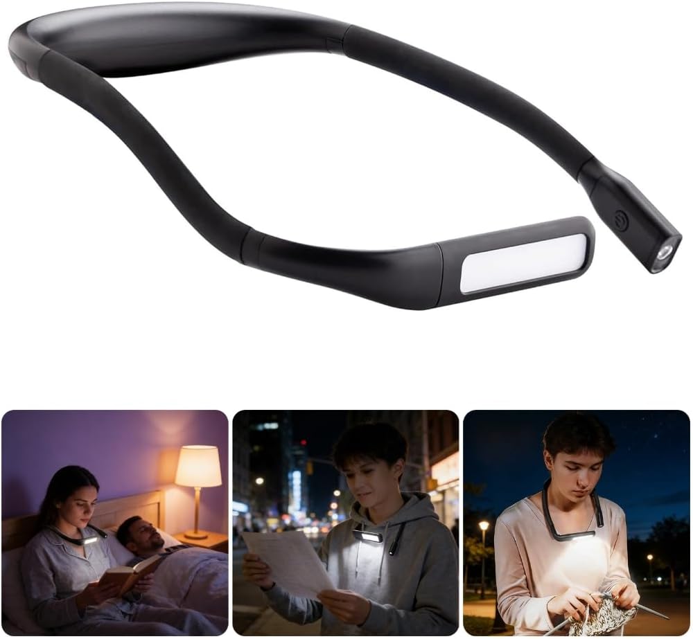 LED Neck Book Light,Adjustable Brightness,3 Color Modes for Reading Lights
