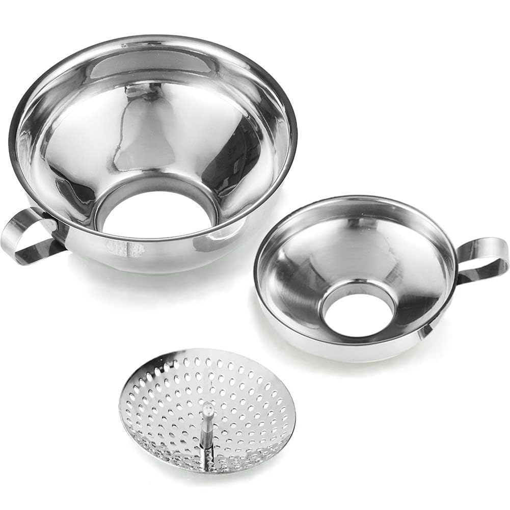 CTRLZS 3 Pack Canning Funnel for Filling Bottles, Metal Funnel Set Canning Supplies Kit for Oil Power Jam Grains Dry & Wet Ingredients