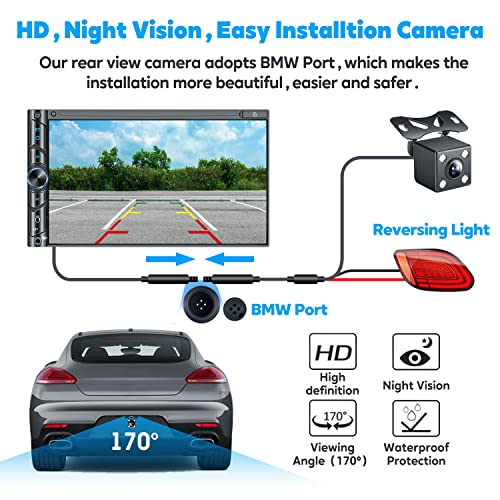 [Upgrade Wireless] Double Din Car Stereo With Wireless Apple Carplay, Android Auto - 7 Inch Hd Touchscreen, Bluetooth, Subw, Steering Wheel, Mirrorlink, Usb/Sd/Am/Fm Car Radio Receiver, Backup Camera #TOP4