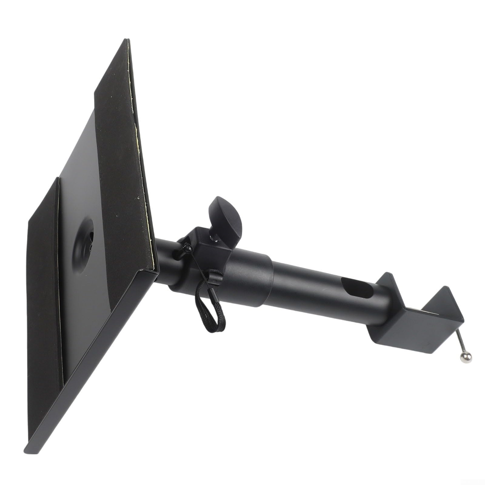 Supporto per altoparlante da scrivania con morsetto, regolazione dell'altezza e snodo girevole, include supporto per cuffie, design robusto, nero (singolarmente)