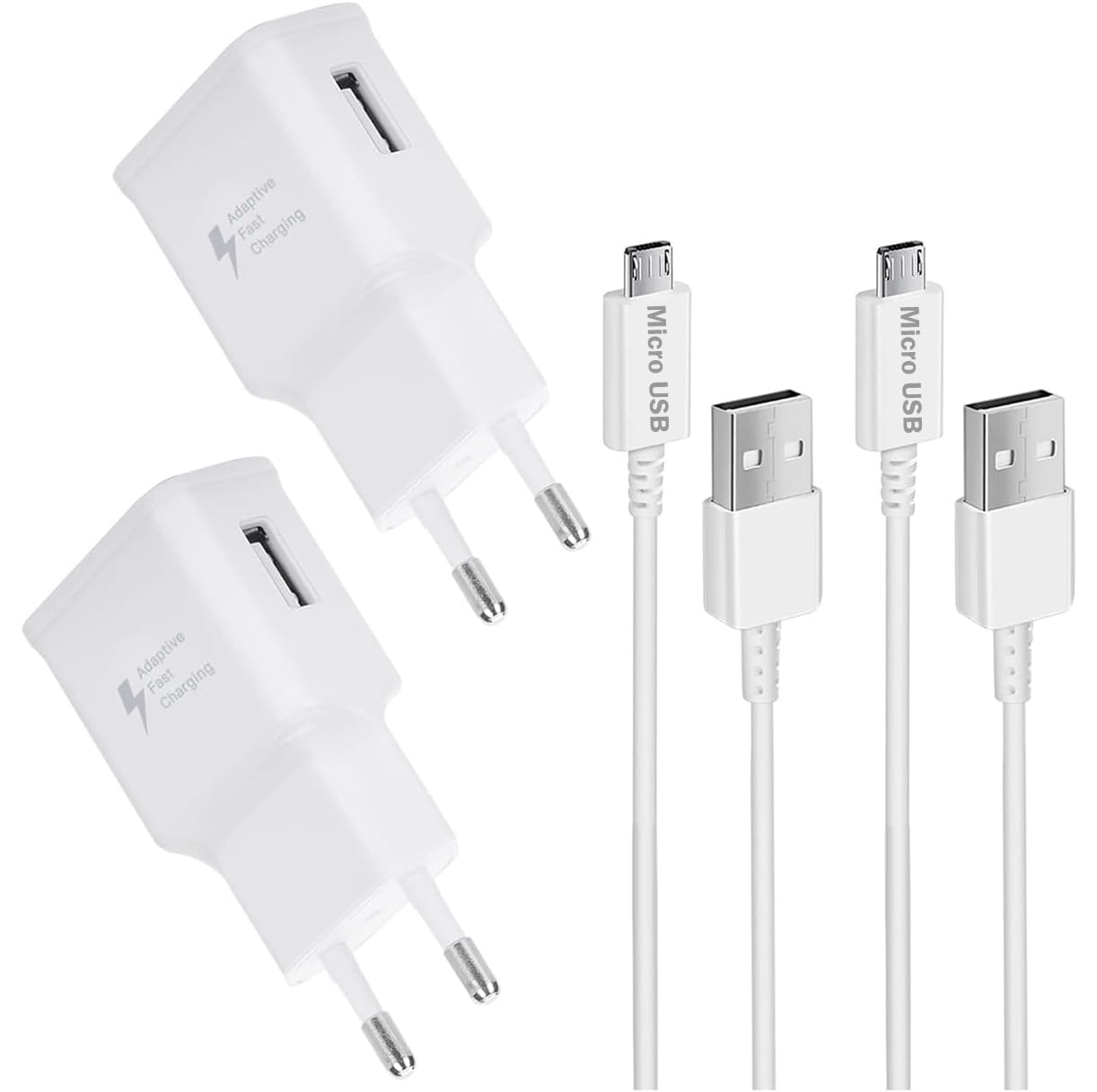 ladekabel Micro USB mit Ladegerät Schnellladegerät für Samsung Galaxy S7 Edge S6 Edge S4 S3 A6 J7 J6 J5 J3 Note5/4/2 Tab S Tab S2,Charger mit Micro USB 2.0 Ladekabel Schnellladekabel