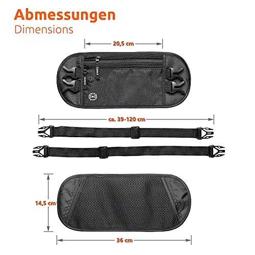 ECENCE Buiktasje met RFID-blocker, NFC-bescherming heuptasje, buikband voor dames, heren, kinderen, waterafwijzend… - Image 4