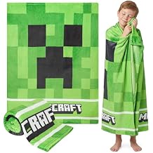 Minecraft Creeper Fleece Blanket for Kids Teens 46.5" x 39.4" Green Soft Plush Throw for Bed Sofa Couch Gamer Room Decor Gifts for Kids