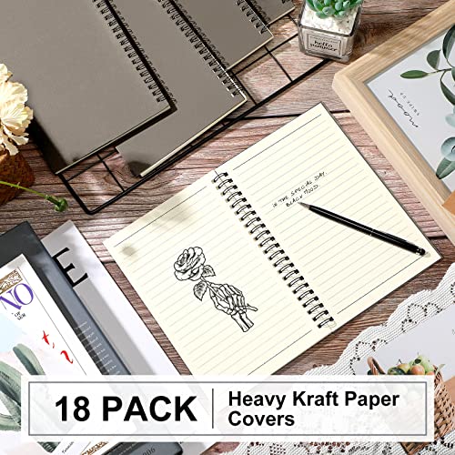 Image of Yahenda 18 Pcs Spiral Notebooks,1 Subject,Wide Ruled, Dark Gray
