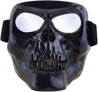HONCENMAX Motorbike Off-Road Riding Goggles Glasses with Skull Face Mask - for Tactical Helmet M88,MICH Motorcycle Open Face Helmet - for Spooky Decor Halloween Mask Cos Mask