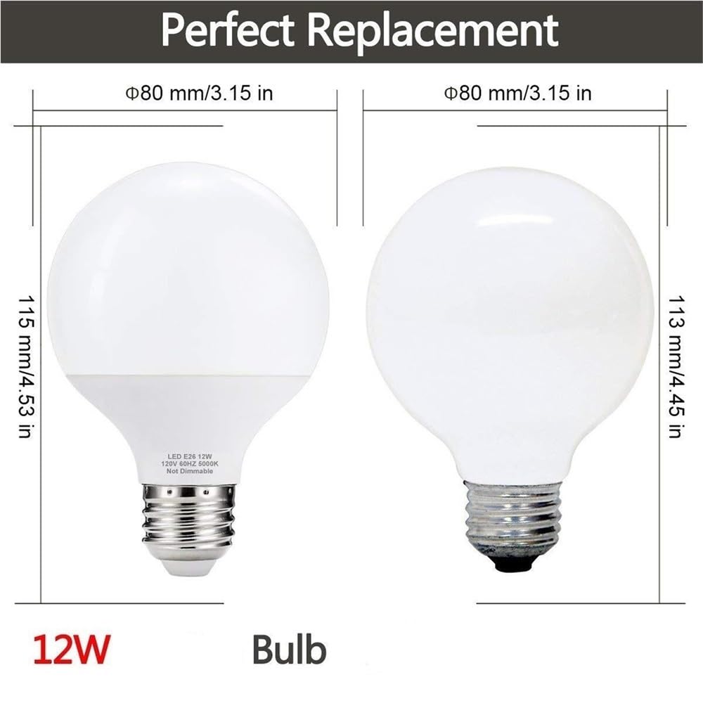 fengyan Casa Bombillas 4Pollas LED Bombillas LED luz del día E27 5000K Equivalente 75 a100W Incandescente G80 Forma de Globo Halógena Lámpara de Tornillo 950 Lumens Lumens Familiar Lámpara