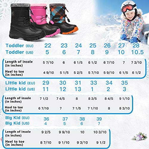 image for DREAM KIDS Kids Snow Boots Boys & Girls Winter Boots Waterproof Col