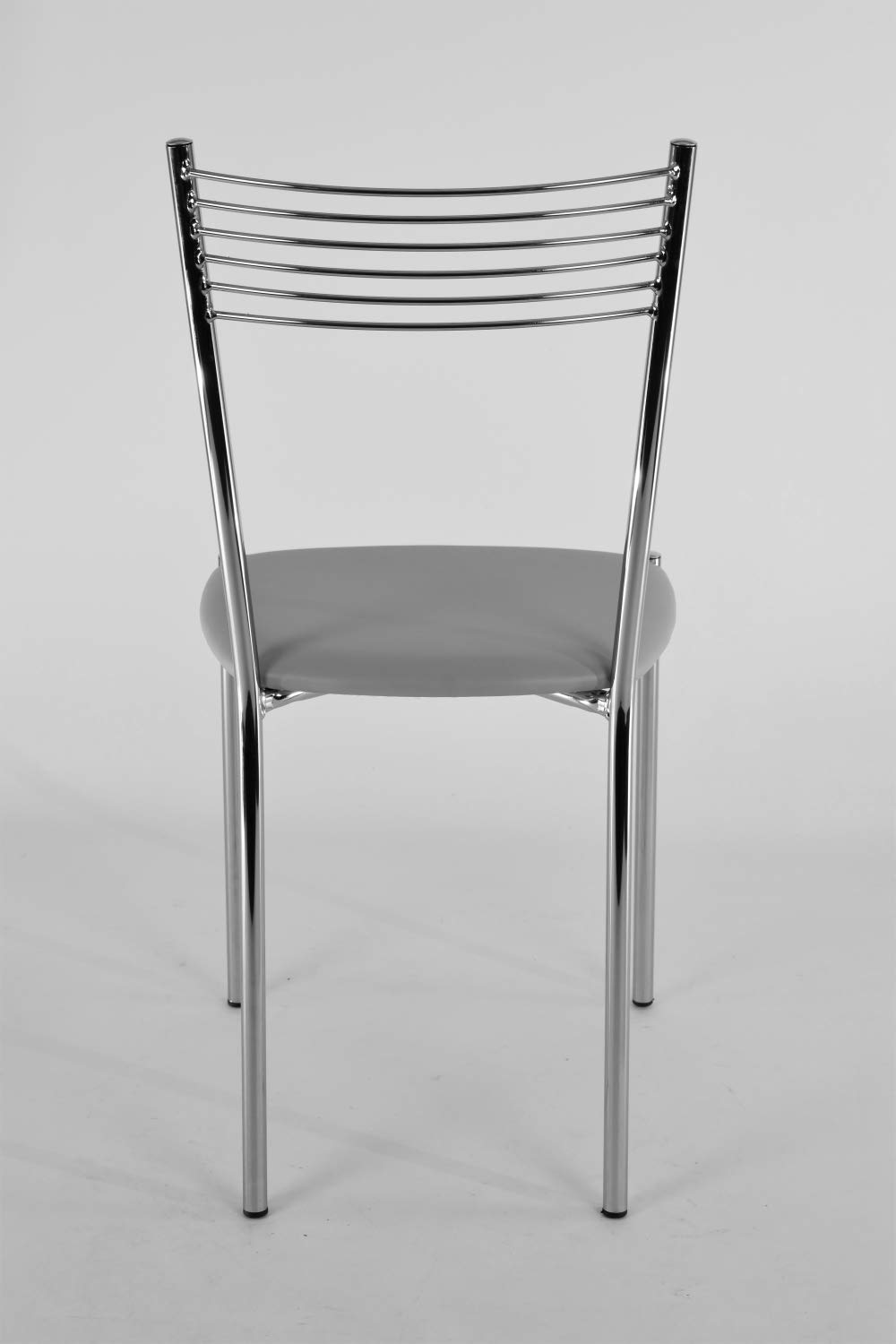 t m c s Tommychairs - Set 4 sillas Elegance para Cocina, Comedor, Bar y Restaurante, Estructura en Acero Cromado y Asiento tapizado en Polipiel Color Gris Claro