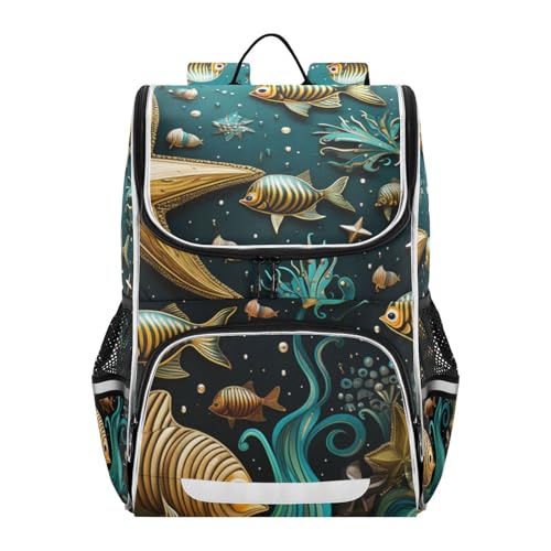 Mochila de viaje con diseño marino de estrellas de mar ideal para aventuras infantiles