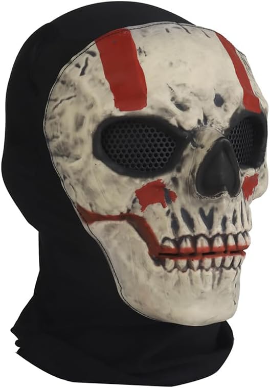 Outdoor Airsoft Shooting Face Protection Gear Tactical Halloween Terror Skull Mask Hood