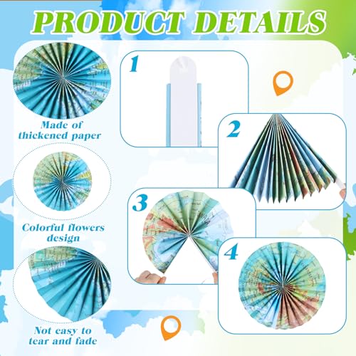 Image of 18 Pcs Travel The Map Classroom Decorations Travel Themed Party Decorations Globes Hanging Paper Lantern Fans for Back to School Around The World Travels Adventure Themed Party
