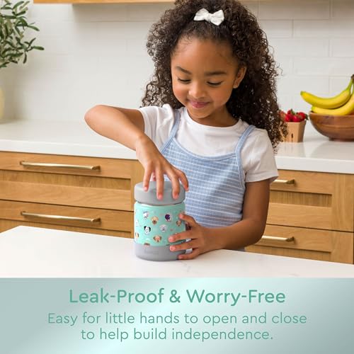 Image of Bentgo Kids Stainless Steel Leak-Proof Food Jar for Hot or Cold Food | 11 fl oz Double Insulated Container with Removable Silicone Bumper, Dishwasher Safe, Easy Open Lid, Ages 3+ (Puppy Love)